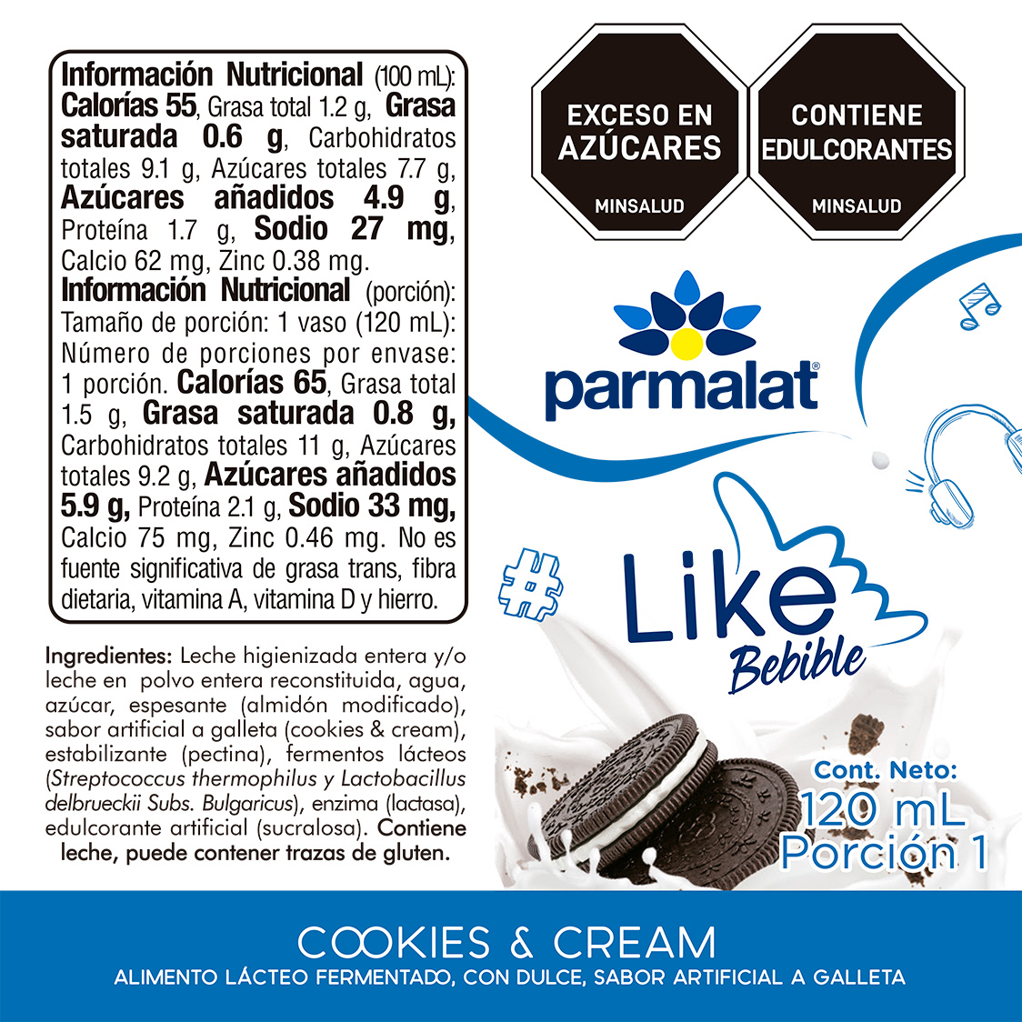 Like bebible Cookies & Cream Información Nutricional